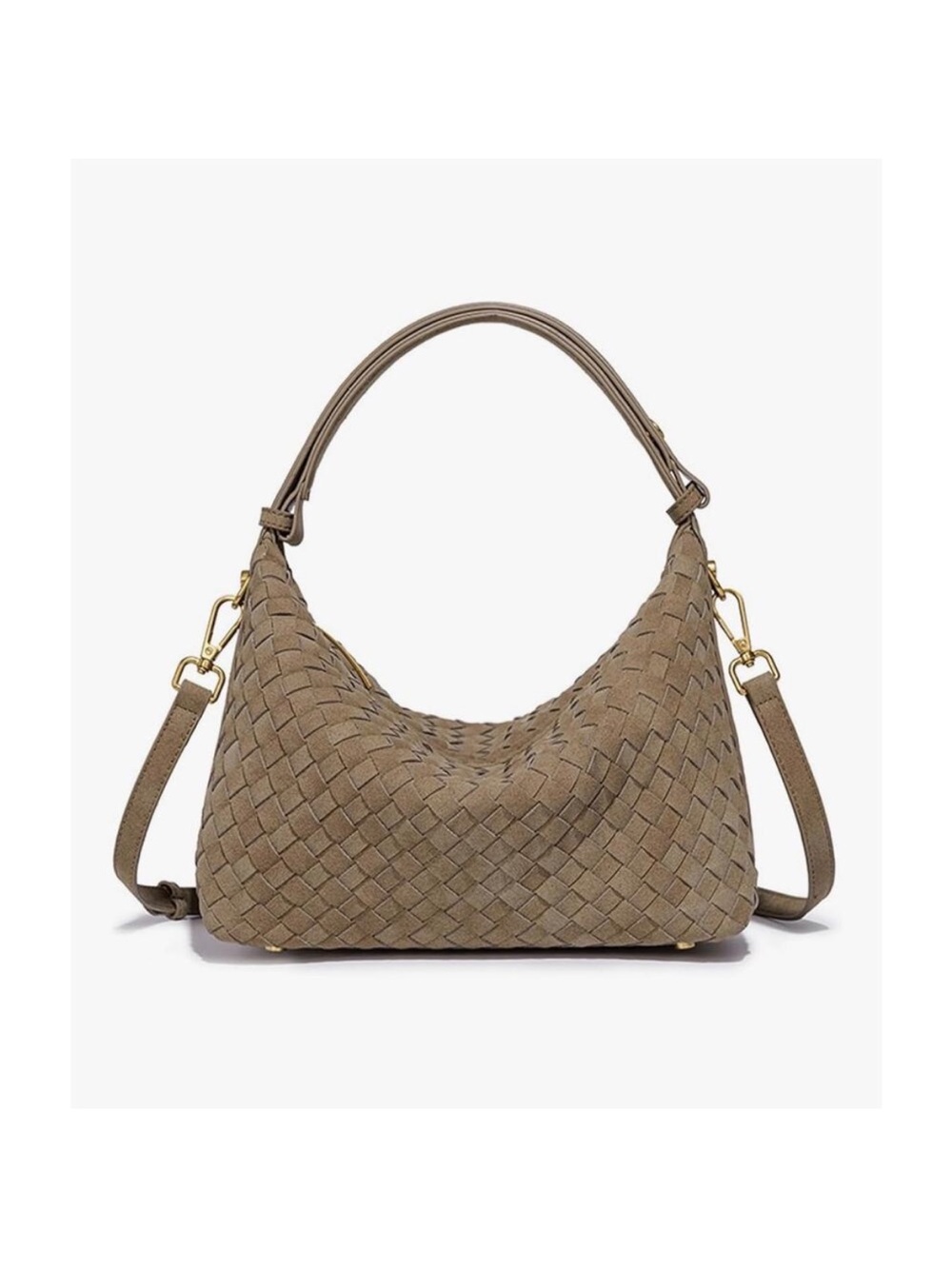 Woven Hobo Shoulder / Crossbody Bag in Taupe